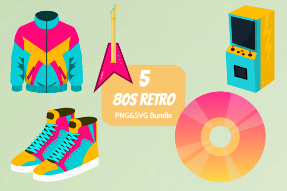 80s Pop Culture Clipart for Retro-Fueled Design