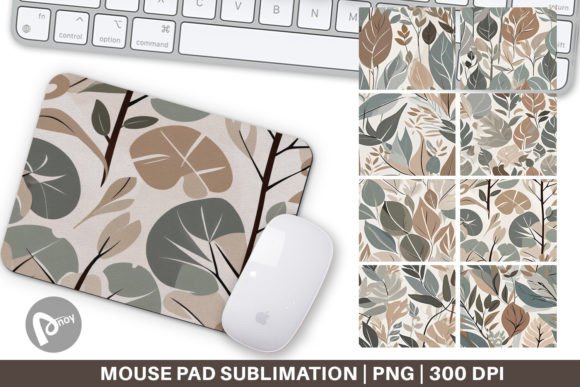Botanical Elements Pattern Mouse Pad for Desk Style