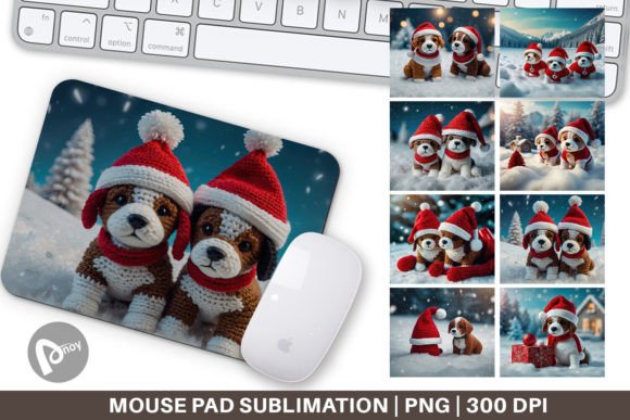 Christmas Crochet Dog Mouse Pad