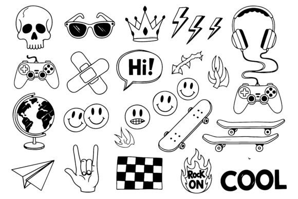 Doodle Collection of Skulls Sunglasses: A Versatile Design Resource for Creators