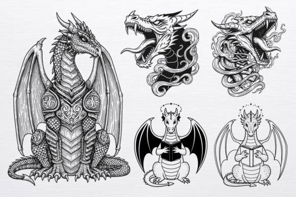 Fantasy Sacred Dragon SVG: How This Dark Fantasy Art Set Elevates Your Creative Projects