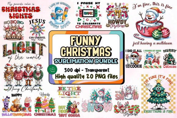 Funny Christmas Sublimation Bundle: Over 20 Designs for Holiday Crafting, Gifts, and Small Business