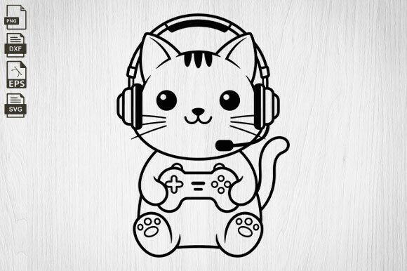 Gamer Cat SVG, Funny & Gaming Cuttable Designs: Your Creative Shortcut to Purrfect Projects