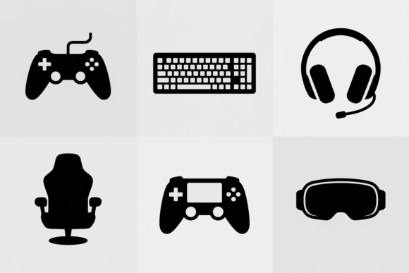 Gaming Icons Set Black: Elevating Creative Projects with Precision Vector Art