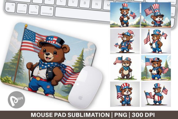 Mouse Pad Bear 4th of July: Festive Desk Upgrade
