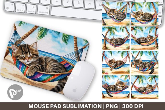 Mouse Pad Cat in Summer Hammock: Transform Your Desk with Custom Sublimation Design