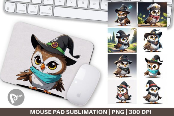Mouse Pad Halloween Owl: Sublimation Design for Desk