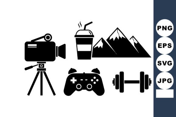 Retro Gaming and Outdoor Icons: A Minimalist Collection for Modern Projects