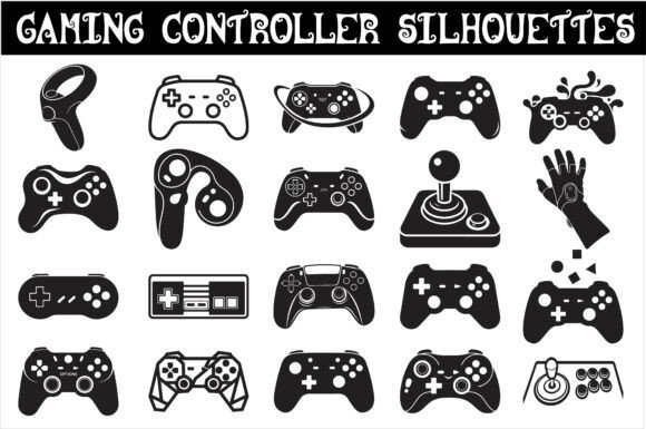 Set of Gaming Controller Silhouettes for Design Projects, Print-on-Demand, and DIY Crafts
