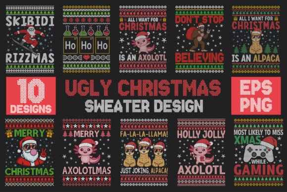 Ugly Christmas Sweater Bundle Design for Creators