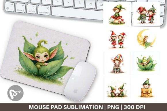 Whimsical Christmas Elves Mouse Pad
